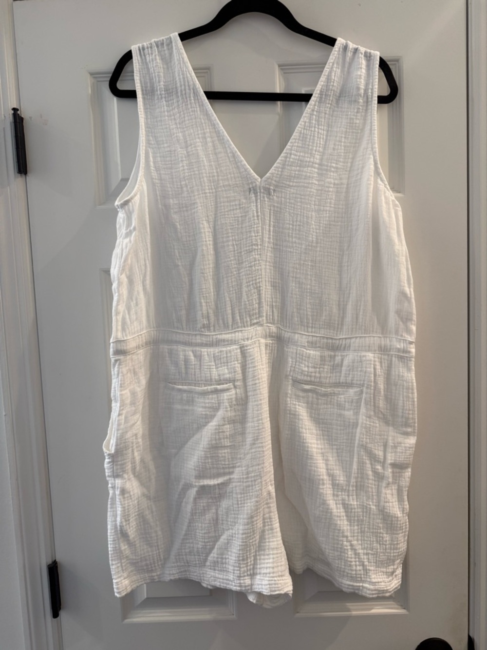 Rails Large Parker Shorts Romper White Gauze Cotton V-Neck Sleeveless Womens - Picture 3 of 7